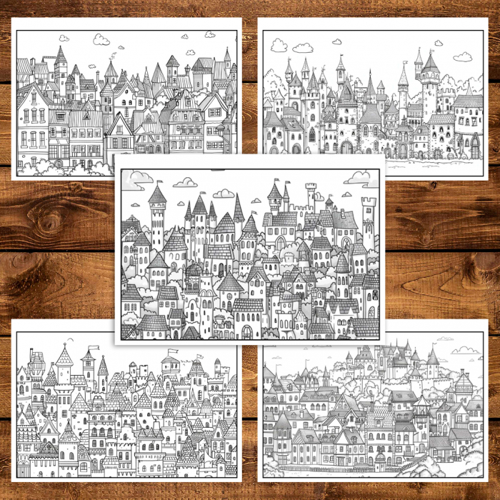 Carte de colorat antistres , 38 de ilustratii Orasele Inghesuite, 82 pagini [4]