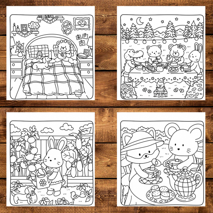 Carte de colorat antistres , 39 de ilustratii Cottage Friends, 84 pagini [3]