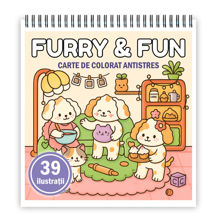Carte de colorat antistres , 39 de ilustratii Furry & Fun, 84 pagini [1]