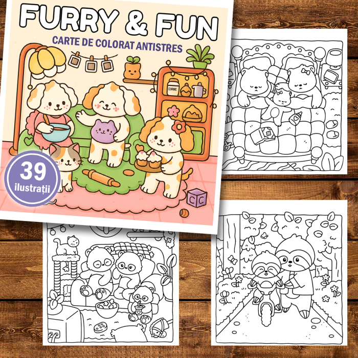 Carte de colorat antistres , 39 de ilustratii Furry & Fun, 84 pagini [2]