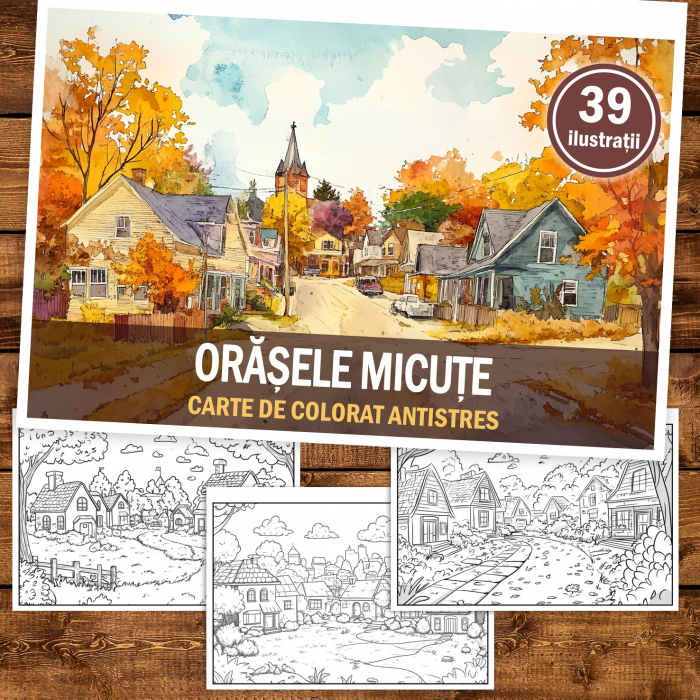 Carte de colorat antistres , 39 de ilustratii Orasele Micute, 84 pagini [2]