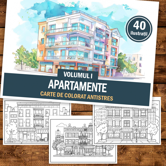 Carte de colorat antistres , 40 de ilustratii Apartamente - Volumul I, 86 pagini [2]