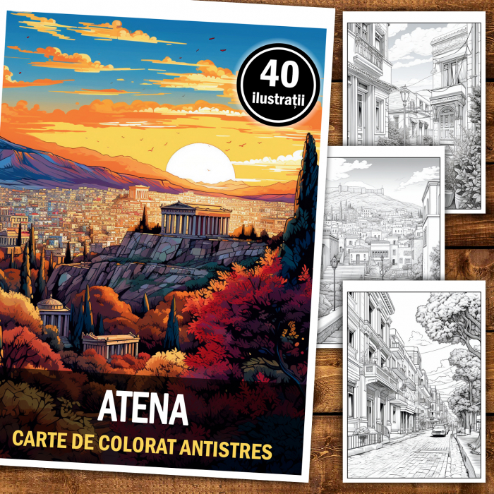 Carte de colorat antistres , 40 de ilustratii Atena, 86 pagini [2]