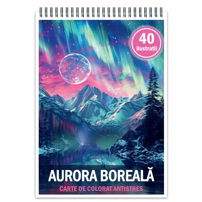 Carte de colorat antistres , 40 de ilustratii Aurora Boreala, 86 pagini [1]