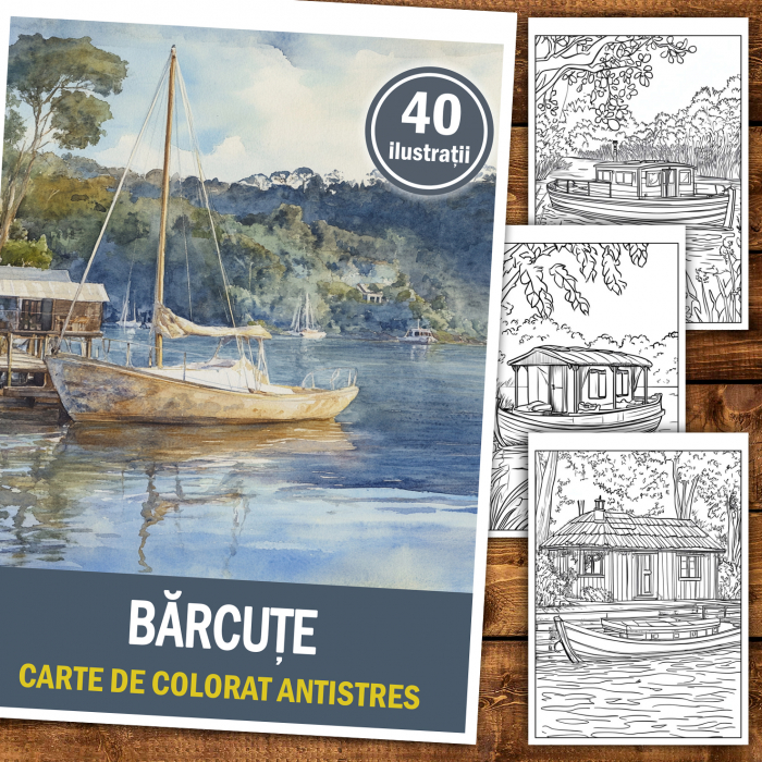 Carte de colorat antistres , 40 de ilustratii Barcute, 86 pagini [2]