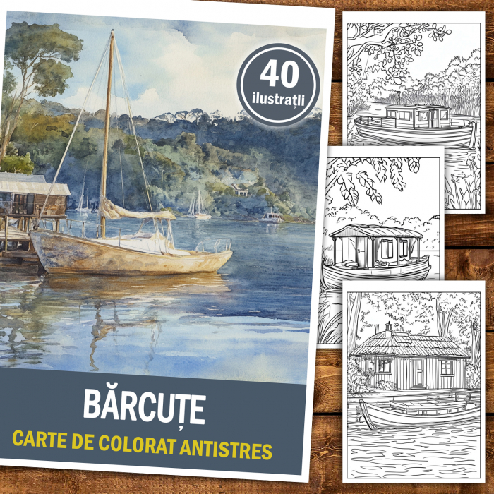Carte de colorat antistres , 40 de ilustratii Barcute, 86 pagini [2]