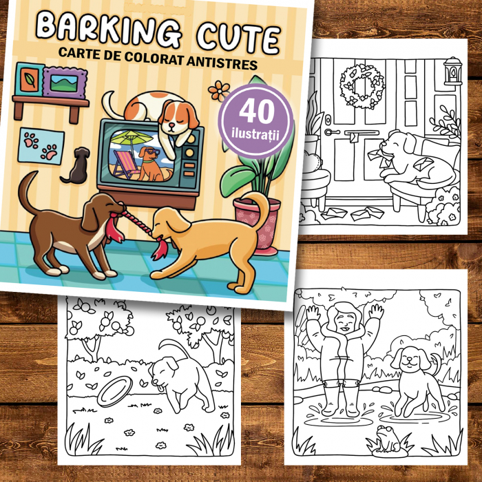 Carte de colorat antistres , 40 de ilustratii Barking Cute, 86 pagini [2]