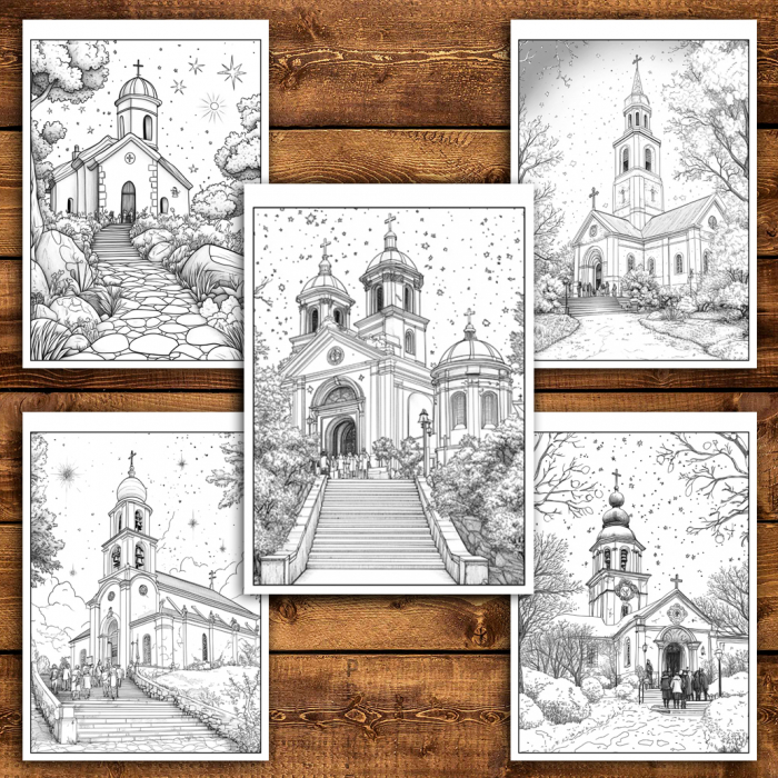 Carte de colorat antistres , 40 de ilustratii Bisericute, 86 pagini [4]