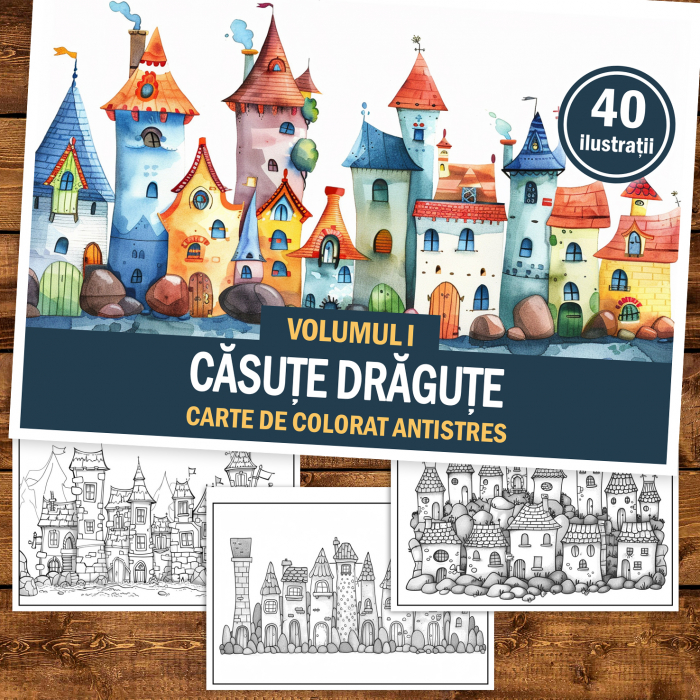 Carte de colorat antistres , 40 de ilustratii Casute Dragute, 86 pagini [2]