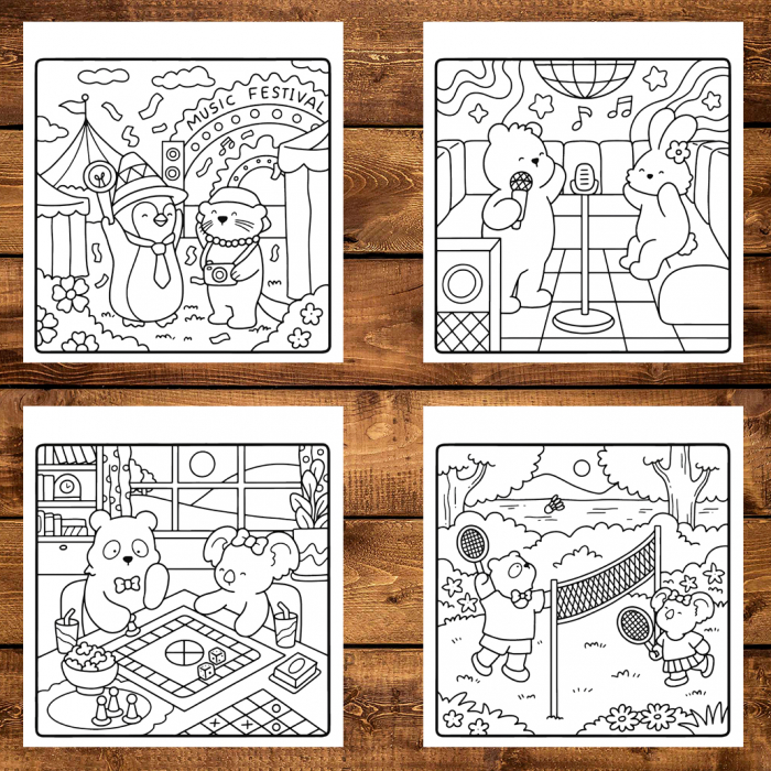 Carte de colorat antistres , 40 de ilustratii Cozy Date - Volumul I, 86 pagini [3]