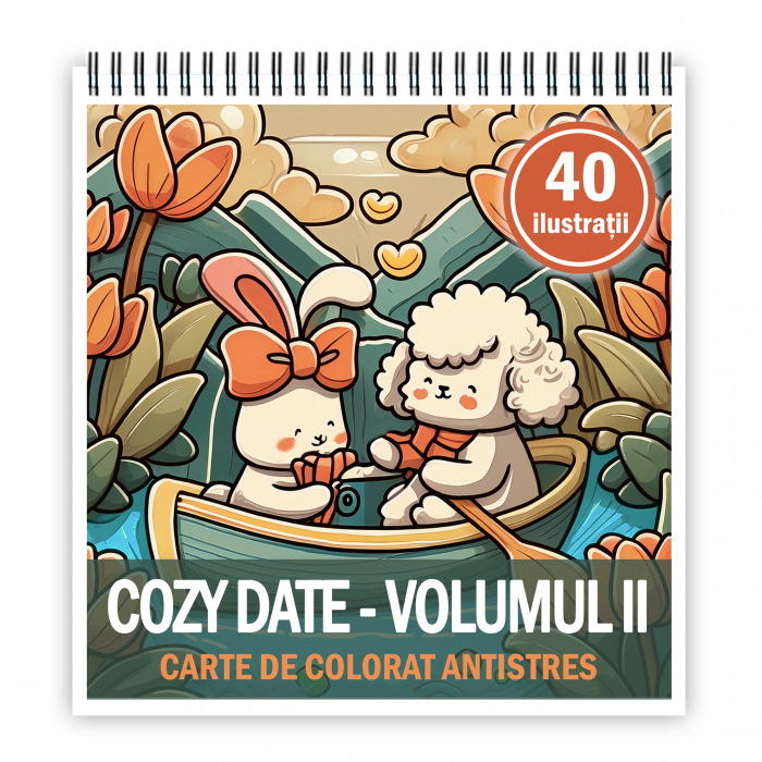 Carte de colorat antistres , 40 de ilustratii Cozy Date - Volumul II, 86 pagini [1]