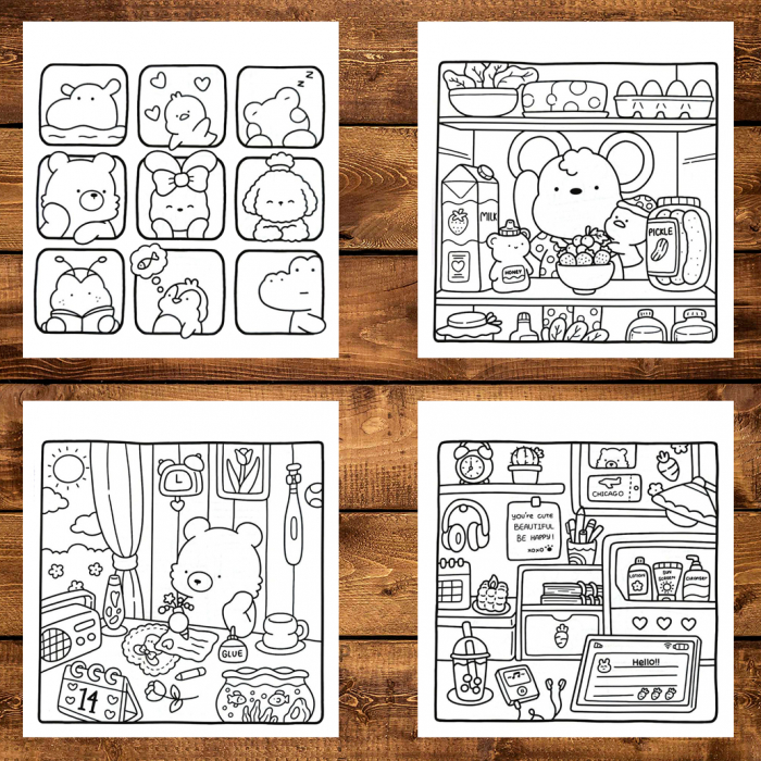 Carte de colorat antistres , 40 de ilustratii Cozy Friends - Volumul II, 86 pagini [3]