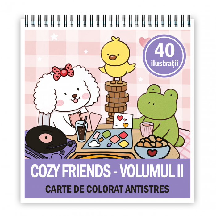 Carte de colorat antistres , 40 de ilustratii Cozy Friends - Volumul II, 86 pagini [1]