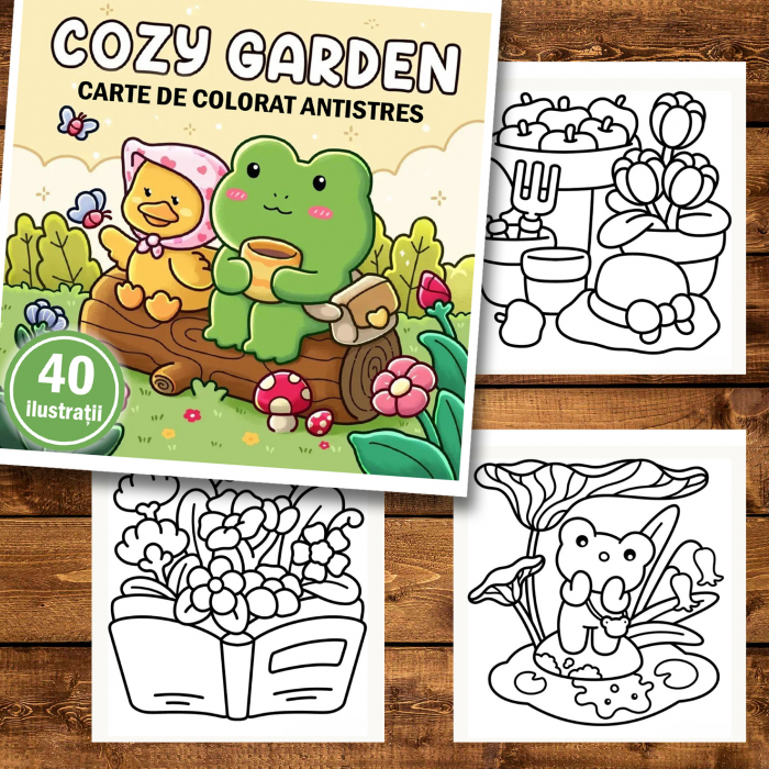Carte de colorat antistres , 40 de ilustratii Cozy Garden, 96 pagini [2]