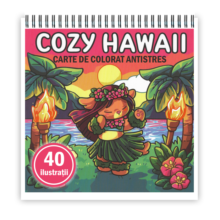 Carte de colorat antistres , 40 de ilustratii Cozy Hawaii, 86 pagini [1]
