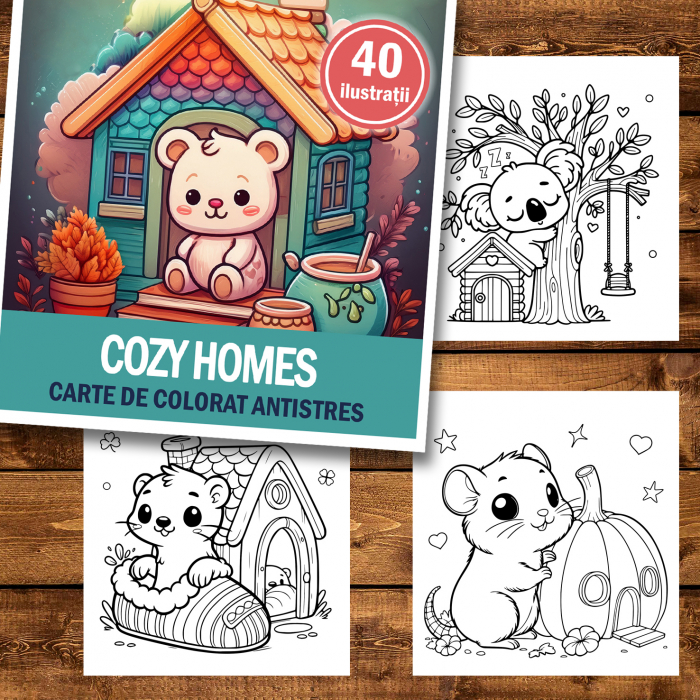Carte de colorat antistres , 40 de ilustratii Cozy Homes, 86 pagini [2]