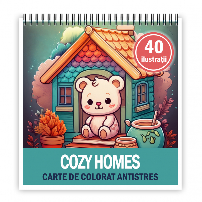 Carte de colorat antistres , 40 de ilustratii Cozy Homes, 86 pagini [1]