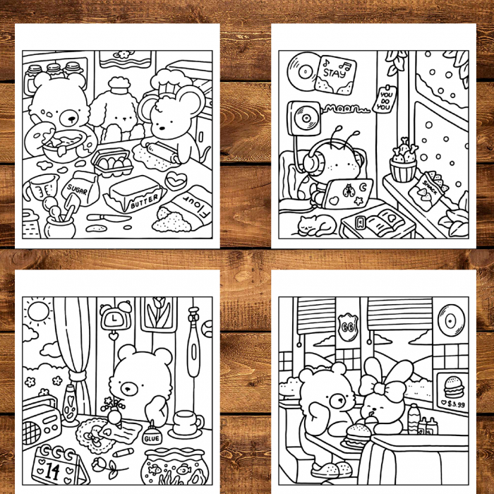 Carte de colorat antistres , 40 de ilustratii Cozy Hygge Friends, 86 pagini [3]