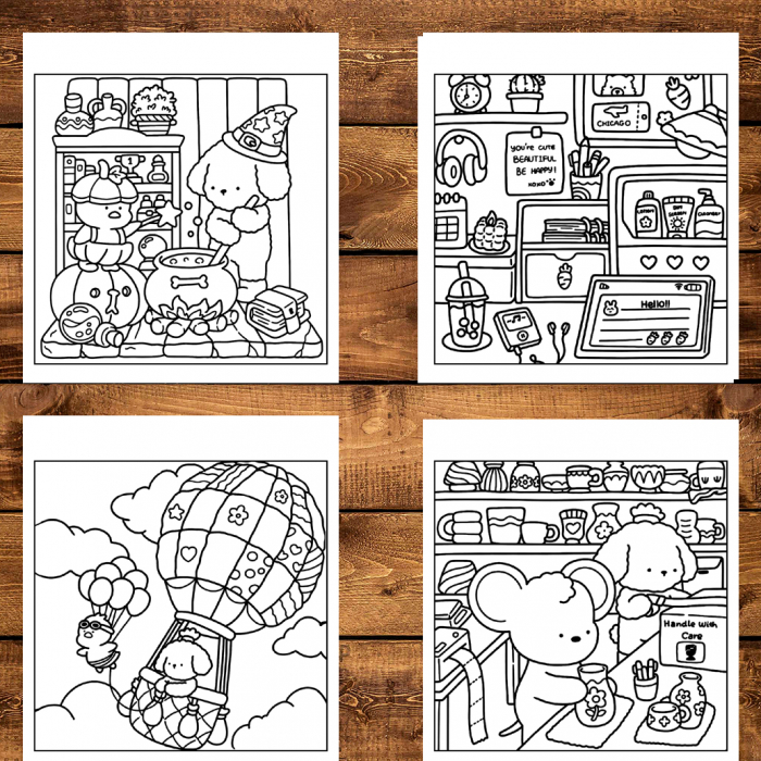 Carte de colorat antistres , 40 de ilustratii Cozy Hygge Friends, 86 pagini [4]