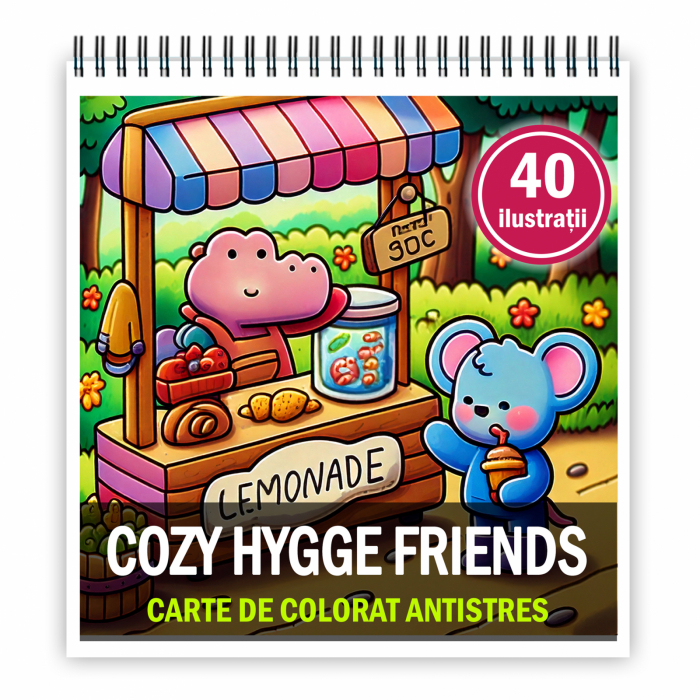 Carte de colorat antistres , 40 de ilustratii Cozy Hygge Friends, 86 pagini [1]