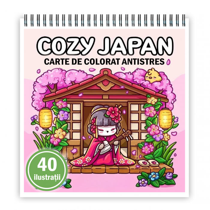 Carte de colorat antistres , 40 de ilustratii Cozy Japan, 86 pagini [1]