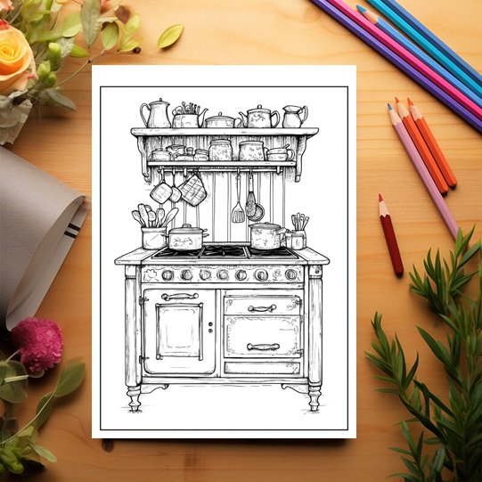 Carte de colorat antistres , 40 de ilustratii Cozy Kitchen, 86 pagini [3]