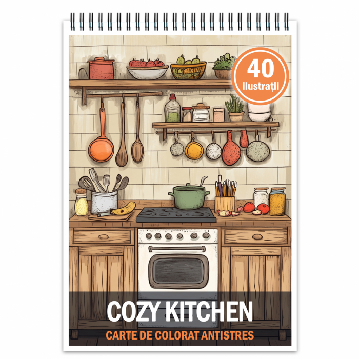 Carte de colorat antistres , 40 de ilustratii Cozy Kitchen, 86 pagini [1]