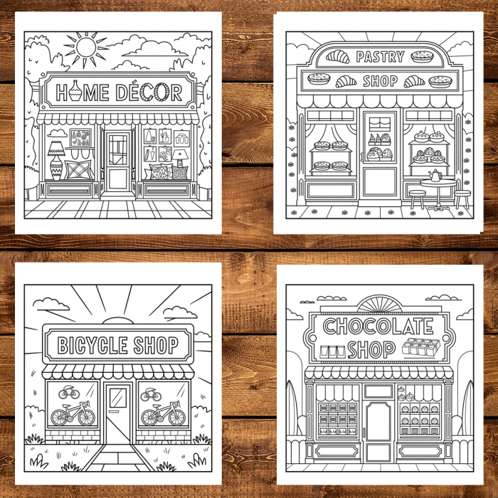 Carte de colorat antistres , 40 de ilustratii Cozy Little Hygge Shops, 86 pagini [4]