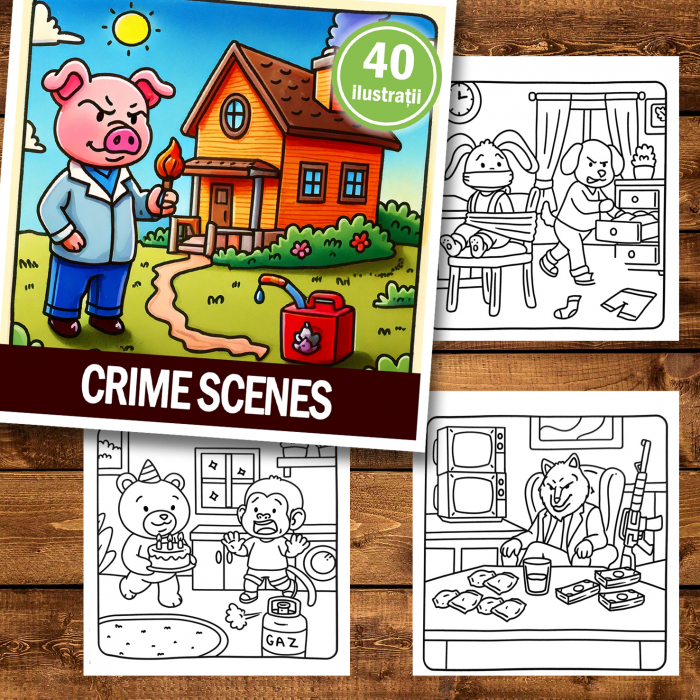 Carte de colorat antistres , 40 de ilustratii Crime Scenes, 86 pagini [2]