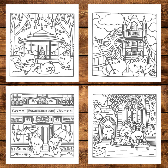 Carte de colorat antistres , 40 de ilustratii Cute London, 96 pagini [4]