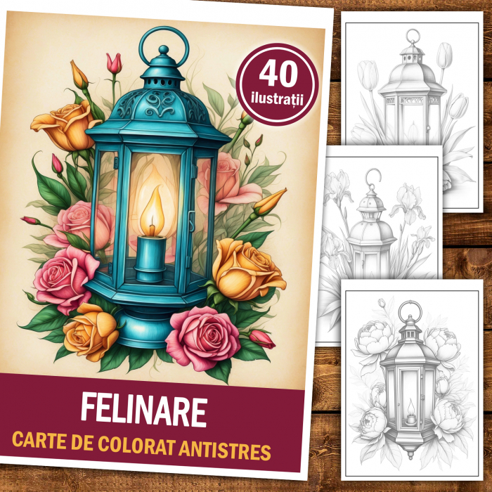 Carte de colorat antistres , 40 de ilustratii Felinare, 86 pagini [2]