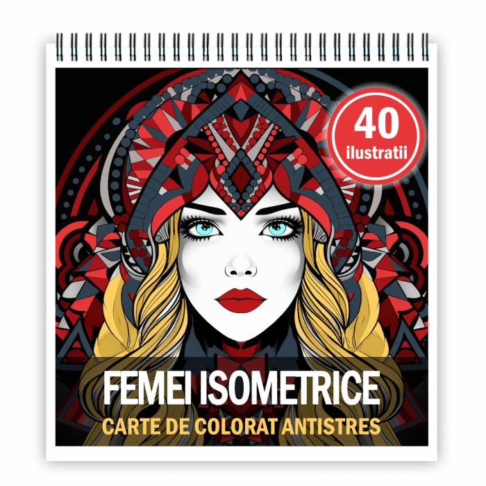 Carte de colorat antistres , 40 de ilustratii Femei Isometrice, 86 pagini [1]