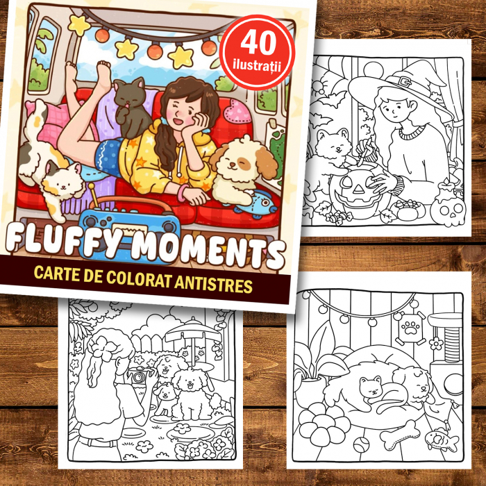 Carte de colorat antistres , 40 de ilustratii Fluffy Moments, 86 pagini [2]