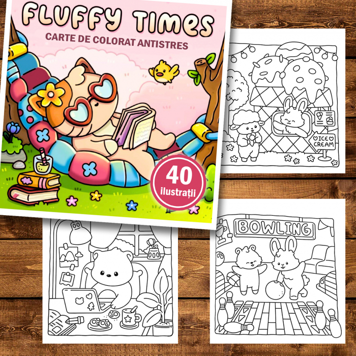 Carte de colorat antistres , 40 de ilustratii Fluffy Times, 86 pagini [2]