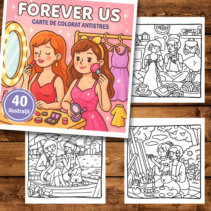 Carte de colorat antistres , 40 de ilustratii Forever Us, 86 pagini [2]