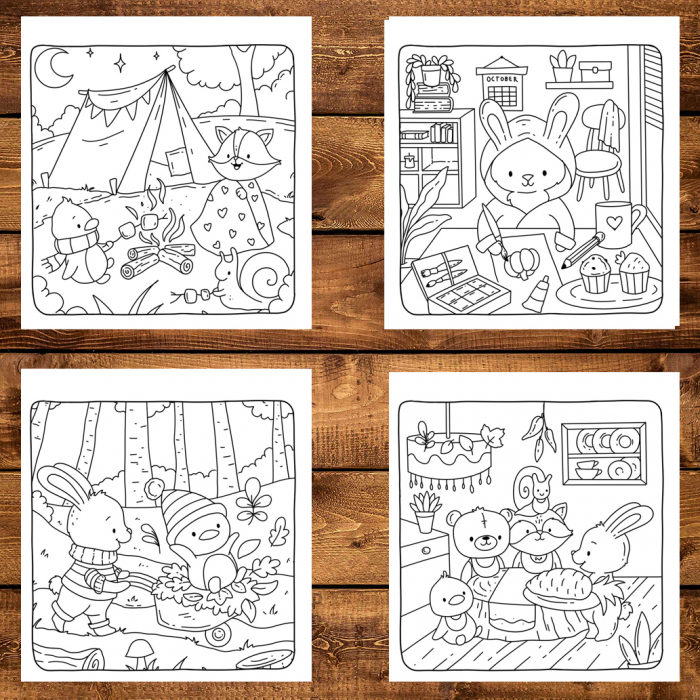 Carte de colorat antistres , 40 de ilustratii Fuzzy Friends - Volumul I, 86 pagini [4]