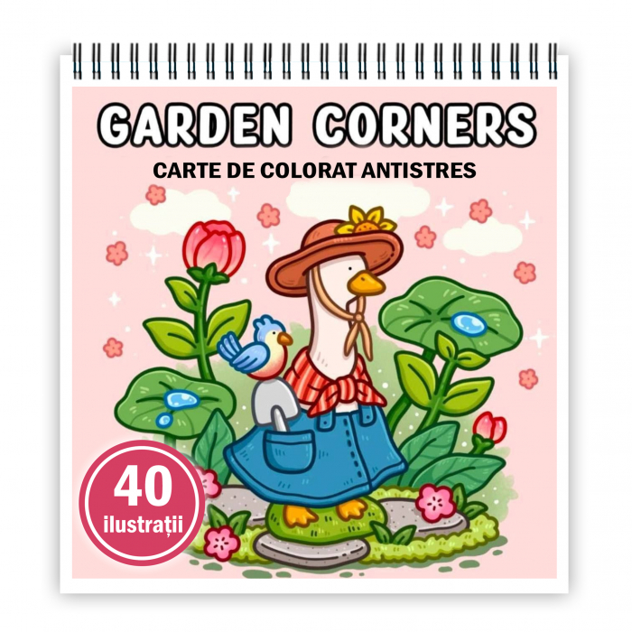 Carte de colorat antistres , 40 de ilustratii Garden Corners, 86 pagini [1]