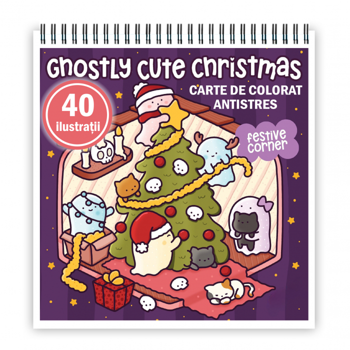 Carte de colorat antistres , 40 de ilustratii Ghostly Cute Christmas, 86 pagini [1]