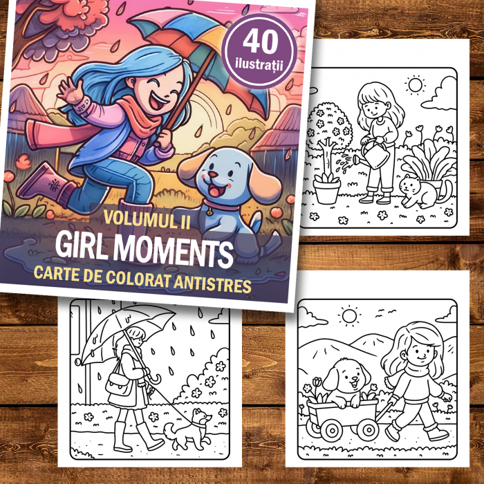 Carte de colorat antistres , 40 de ilustratii Girl Moments - Volumul II, 86 pagini [2]