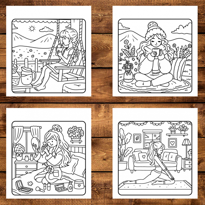 Carte de colorat antistres , 40 de ilustratii Girl Moments - Volumul III, 86 pagini [3]