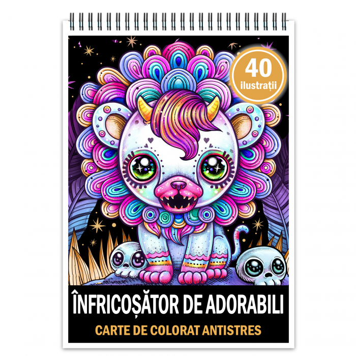 Carte de colorat antistres , 40 de ilustratii Infricosator de adorabil, 86 pagini [1]