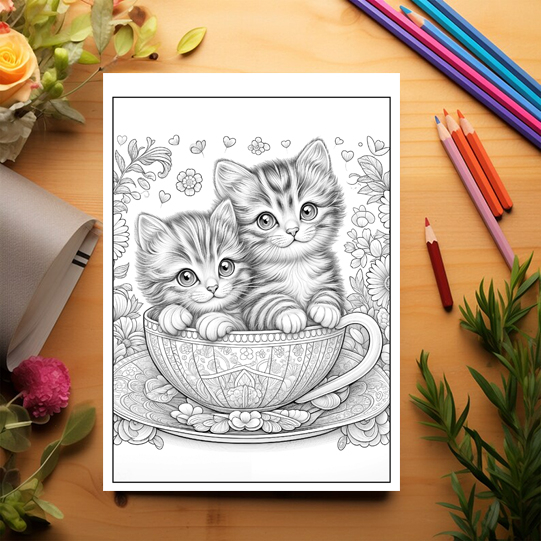 Carte de colorat antistres , 40 de ilustratii Kitten in a Teacup, 86 pagini [3]