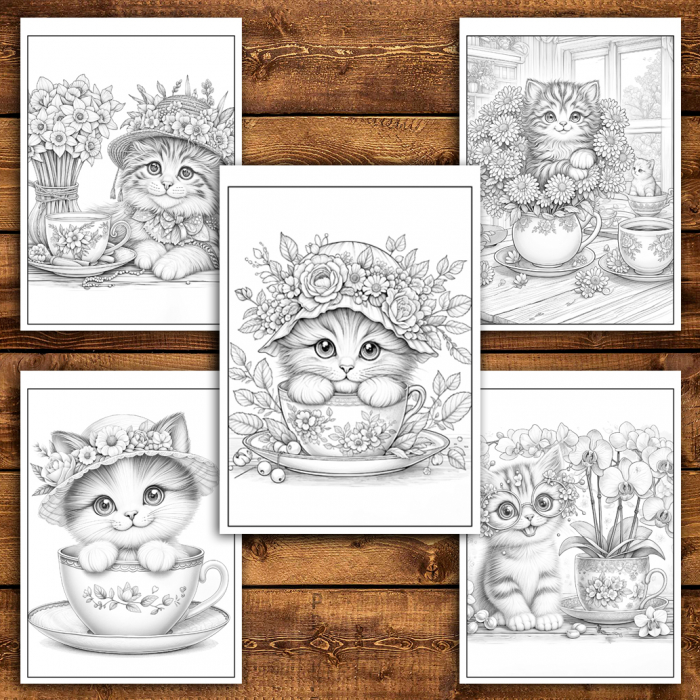 Carte de colorat antistres , 40 de ilustratii Kitten in a Teacup, 86 pagini [4]