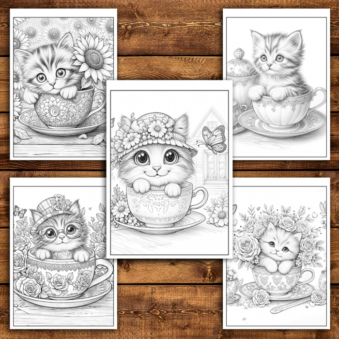 Carte de colorat antistres , 40 de ilustratii Kitten in a Teacup, 86 pagini [5]