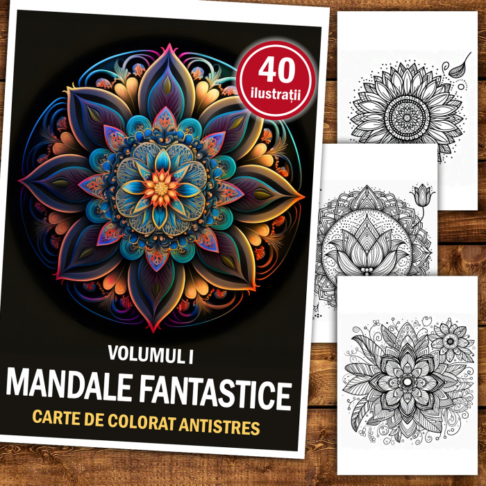 Carte de colorat antistres, 40 de ilustratii Mandale Fantastice - Volumul I [2]