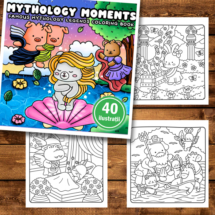 Carte de colorat antistres , 40 de ilustratii Mythology Moments, 86 pagini [2]