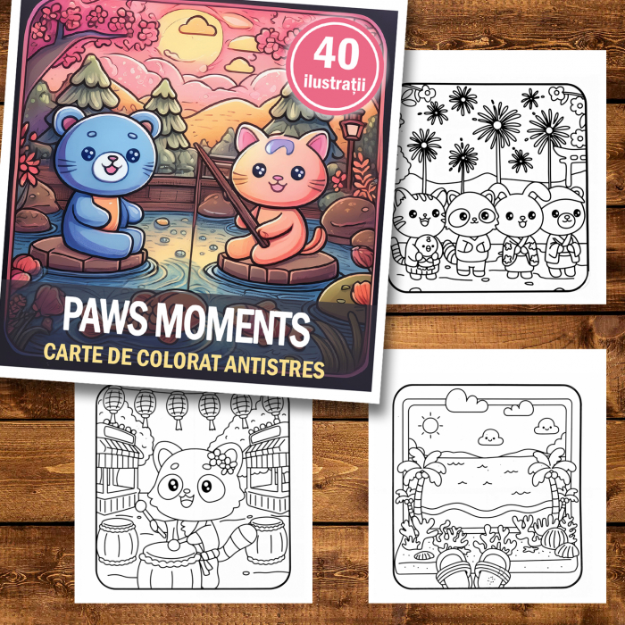 Carte de colorat antistres , 40 de ilustratii Paws Moments, 86 pagini [2]