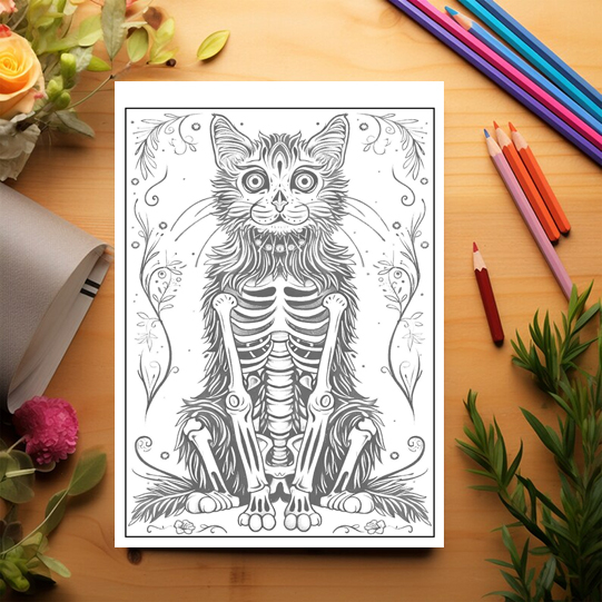 Carte de colorat antistres , 40 de ilustratii Pisici Dia de los Muertos , 86 pagini [3]