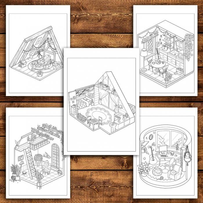 Carte de colorat antistres , 40 de ilustratii Pocket House - Volumul III, 86 pagini [4]