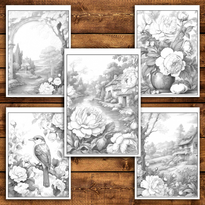 Carte de colorat antistres , 40 de ilustratii Poem în Flori, 86 pagini [5]